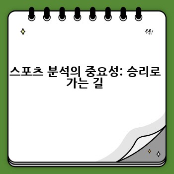 스포츠 분석의 중요성: 승리로 가는 길