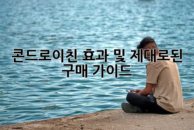 콘드로이친 효과 및 제대로된 구매 가이드