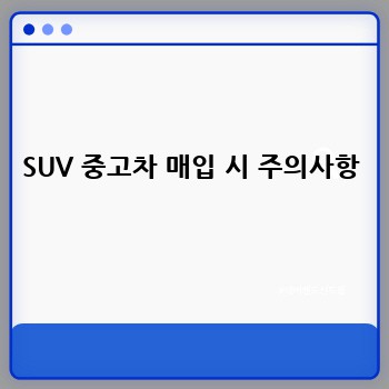 SUV 중고차 매입 시 주의사항