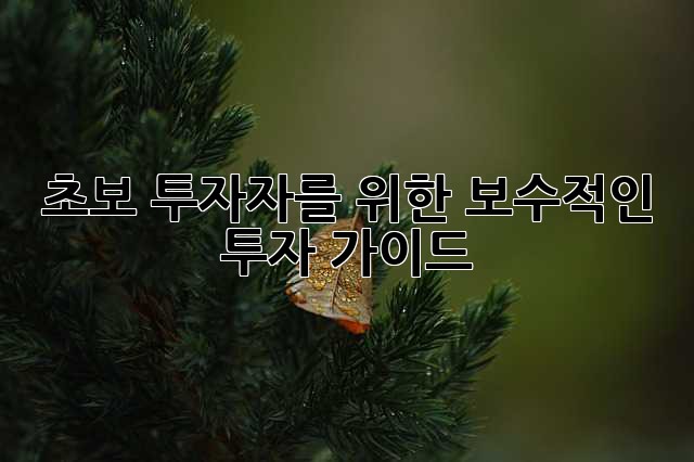 초보 투자자를 위한 보수적인 투자 가이드