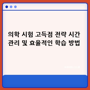의학 시험 고득점 전략 시간 관리 및 효율적인 학습 방법
