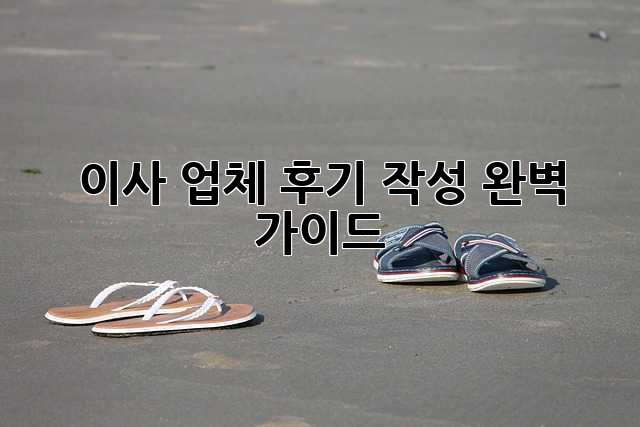 이사 업체 후기 작성 완벽 가이드